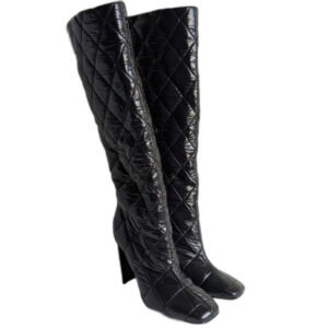 Aldo Snowpuff Black Knee High Quilted Puffer Heel Boots Women's size 6.5